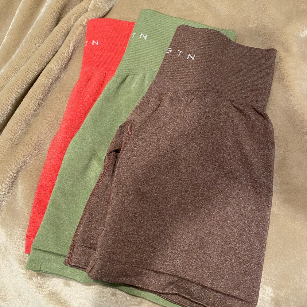Bundle NVGTN shorts Candy Apple Cocoa and Meadow Size Small EUC